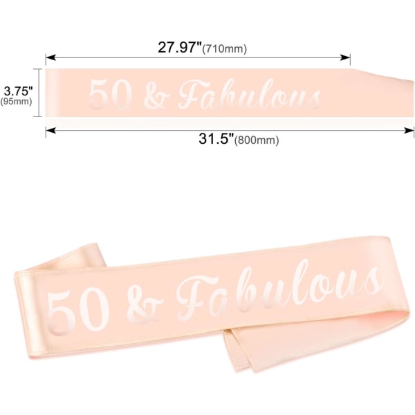 Rose Gold 50-årsdagssash, 50 & Fabulous Satinsash för 50 år