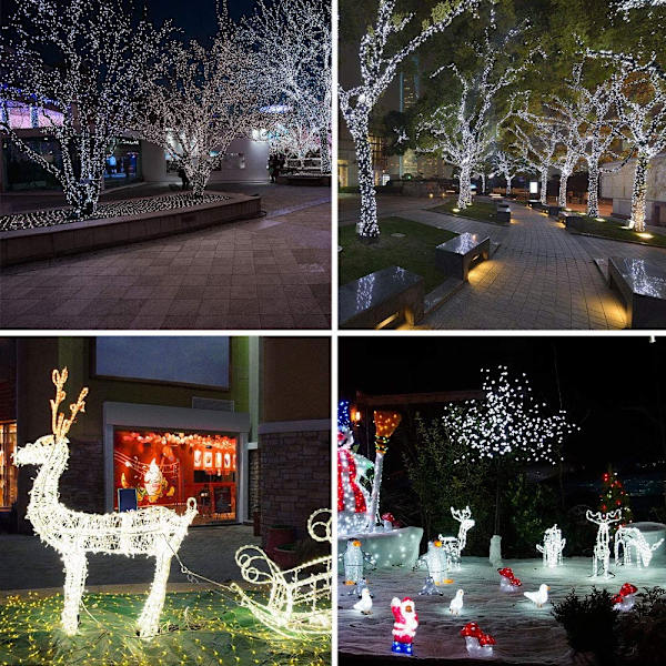 Solcelle Lyslenke Utendørs, 200LED 22M 8 Moduser IP65 Vanntett Lyslenke for Hjem Utendørs Hage Bryllup og Julebord, Kald Hvit