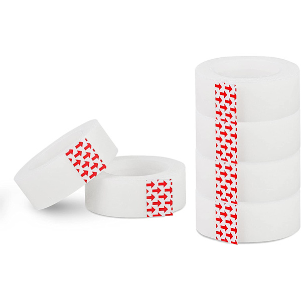 Set med 6 osynliga självhäftande tejprullar, 1,8 cm x 26 m