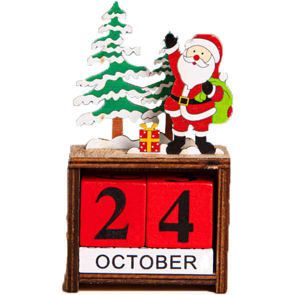 Kreativ röd jultomtekalender i trä Jultomten Nedräkning Ca