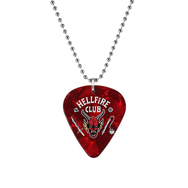 Hellfire Club Stranger Things Eddie Munson röd gitarr plektrum plectrum boll halsband 3PCS