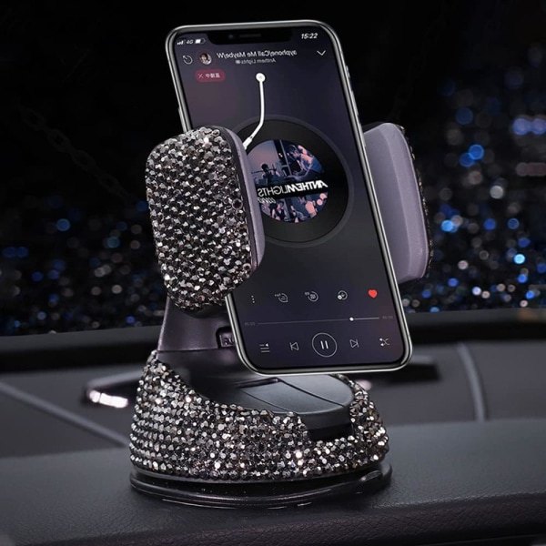Bling Biltelefonhållare, 360° justerbar Crystal Auto Telefonhållare