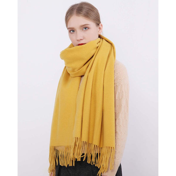 Varmt Vinter Skjerf Sjal Wrap For Kvinner og Menn Lange Store Myke Skjerf-Gul