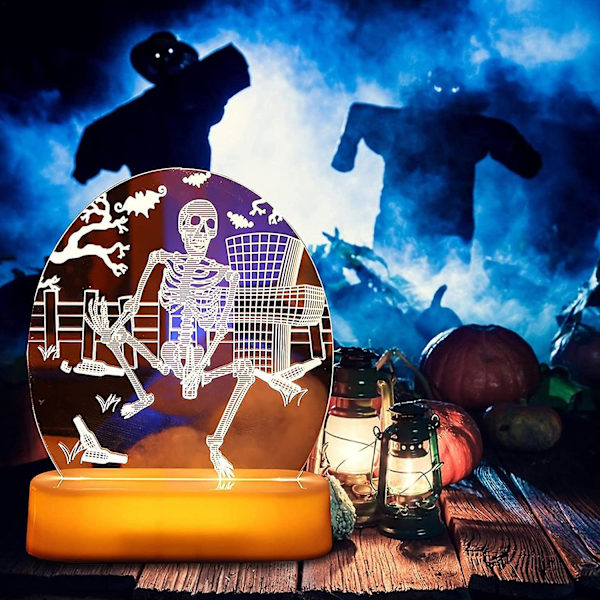 Halloween-pöytälamppu - 3D-luuranko LED-valot Pöytälamppu, Ta