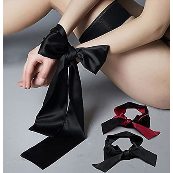 1 stk. Satin sovemaske Blød silke sovemaske Søvn øjenmaske Søvn sovemaske til sovende spil (sort rød)