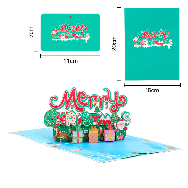 3D julhälsningskort kuvert Santa Claus Moose Snowman Tema