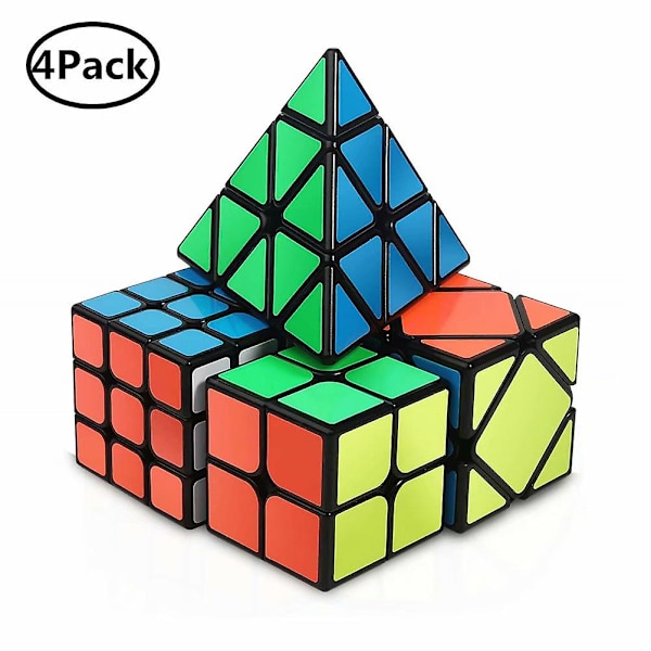 Speed Cube Sæt, Magic Cube Bundle 2x2 3x3 Pyramide Og Skewb Cube Sæt (4 Pak)