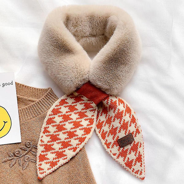 Mjuk vinter varm tjock plysch halsduk Halsvärmare Polka Dot Cross Scarves för kvinnor (orange)