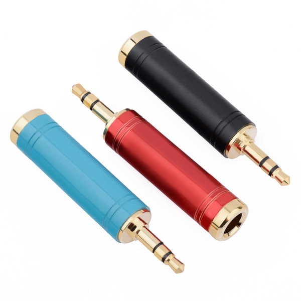 Tous cuivre 3.5 til 6.5mm lydadapter hodetelefon mikrofon høyttaler tilkoblingskabel mikrofon gitar elektrisk boks tour-plugg (3 stk)