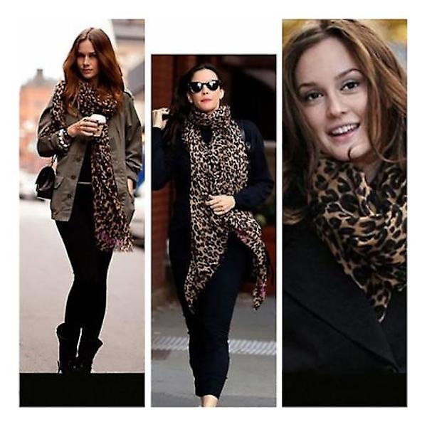 Damer Kvinder Mode Dyr Leopard Print Wraps Tørklæde Chiffon Sjal Stor Stole（Leopard2）