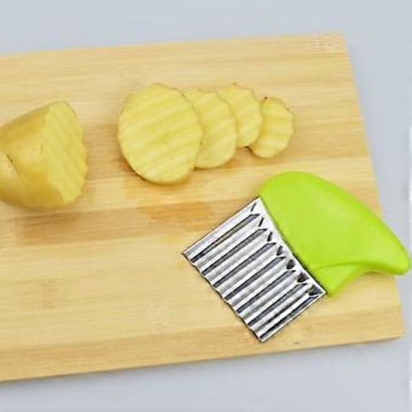 2 st Potatischipskutter i Rostfritt Stål med Vågig Blad, Chipskutter, Vågig Skärare, Grönsakshuggare (2 st)