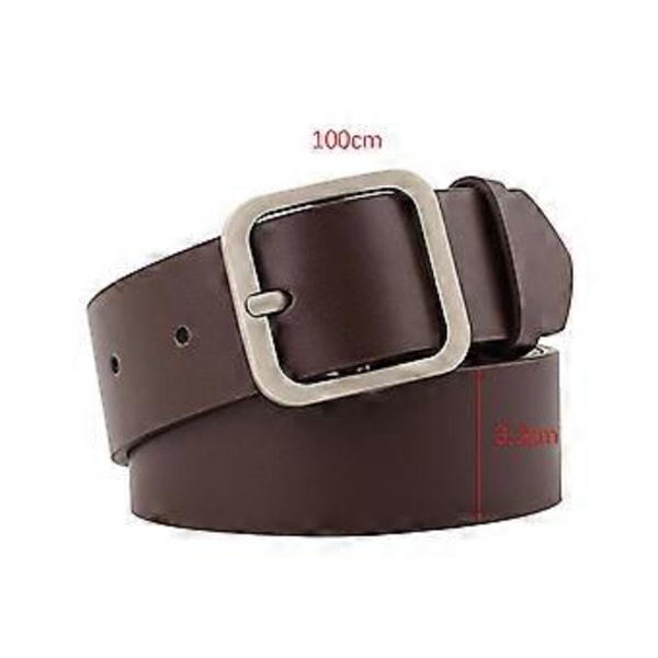 Mode PU Läderbälte För Kvinnor Fyrkantigt Spänne Högkvalitativa Dambälten Klänning Jeans Rem Flickor Midjeband Justerbara Bälten Coffee Silver Buckle 100cm