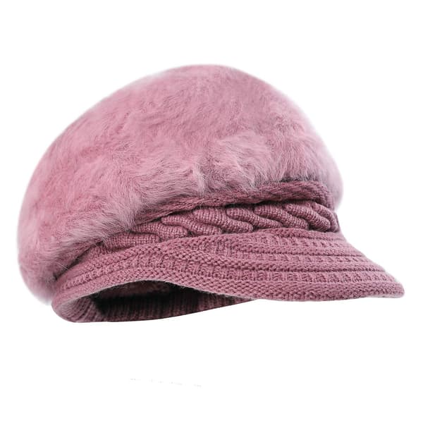 Kvinde Piger Peaked Beanie Hat Visor Beret Hat Vinter Termisk Bager Lilla