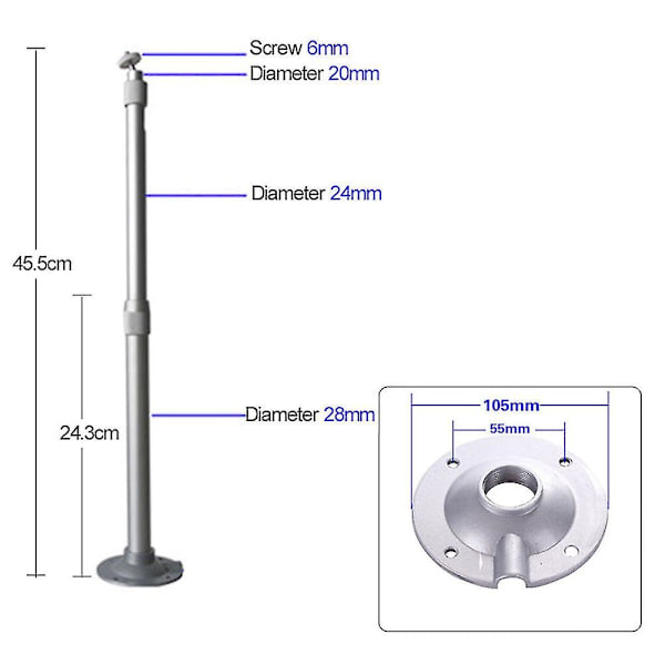 Universaali 20-40cm projektori katto-seinäteline alumiinikiinnike 15kg kantavuus
