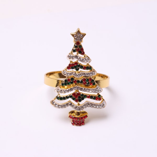 6 Pieces Creative Napkin Rings - Colorful Christmas Tree with Dia