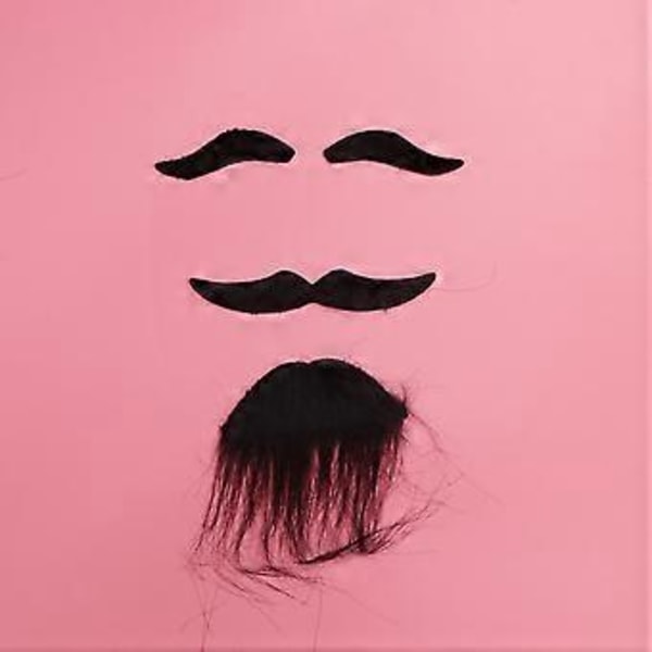 1 Set Lös Mustasch Rolig Falsk Mustasch Halloween Cosplay Rekvisita Simulation Låtsas Skägg Fest Föreställningsmaterial (Ögonbryn och Svart Skägg)