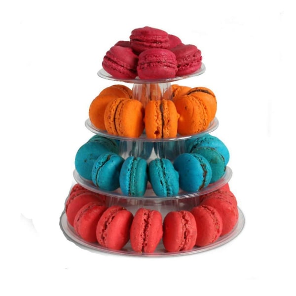 4-lagers rund macaron-torn tårta stativ macaron displayställ för bröllop födelsedagsfest dessert stativ kakfat