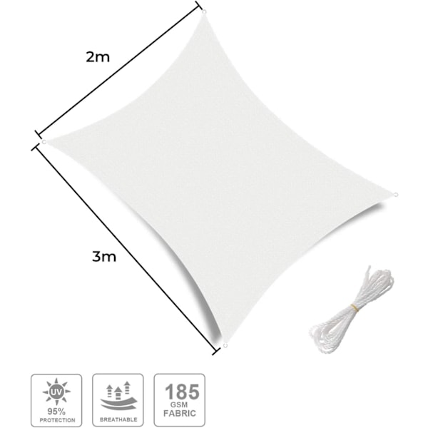Skuggskydd (HDPE, 180g/㎡), Rektangulär 2x3m, Trädgårdspatio Skuggskydd S