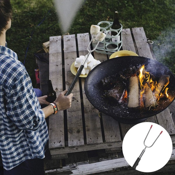 Marshmallow-grillspyd i rustfritt stål, teleskopisk grillgaffel, sett med 3, grillspyd med forlengbar grillgaffel, pølsegrillspyd