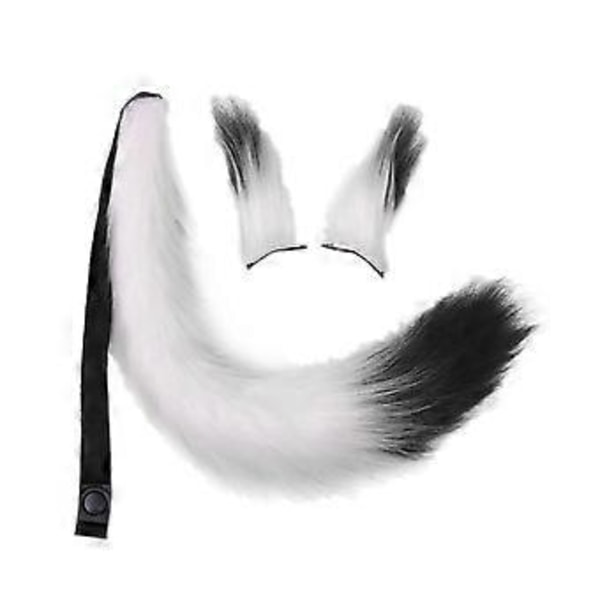 Tekoturkis Korvat ja Häntäsetti Naamiaisasu Cosplay Naamiaisjuhliin Lapsille Aikuisille (Valkoinen Musta) White Black