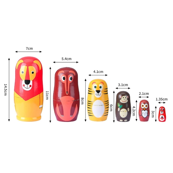 Söta rävdockor Nesting Dolls Matryoshka docka Handgjorda trädockor för barn Jul födelsedagspresent, set med 6