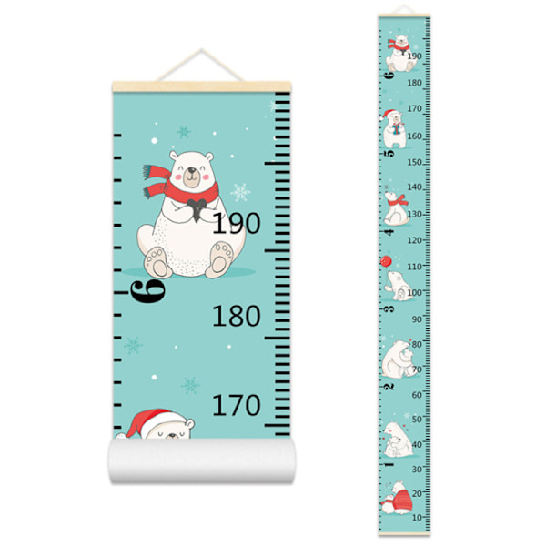 Babyväxtdiagram, höjddiagram för barnens förskola, väggmonterad duk-linjal för höjdmätning, 200 cm x 20 cm (björn)
