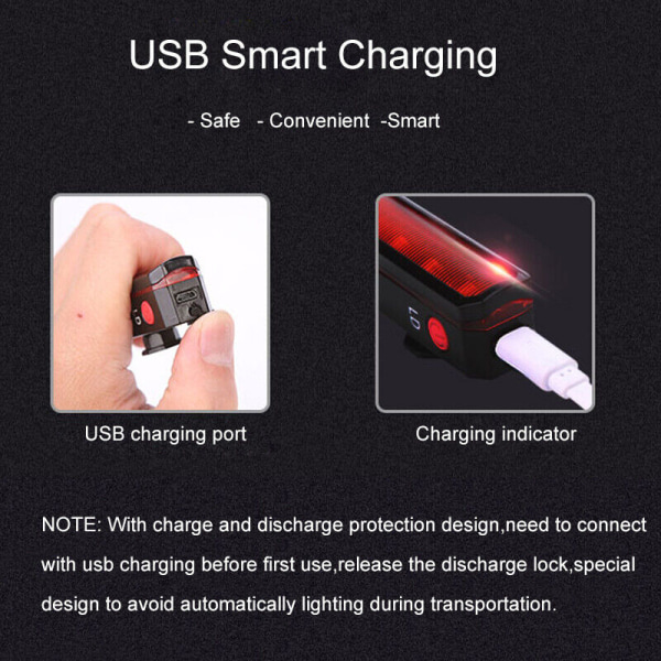 2 stk sykkel laser baklys fjellsykkel USB lading Kul flash