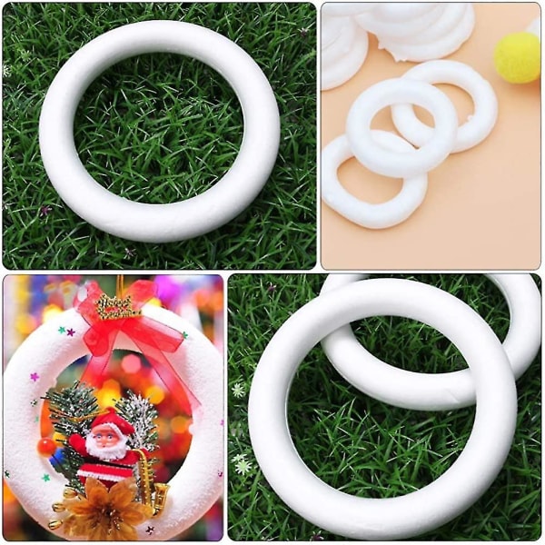 12 stycken Craft Foam Krans Polystyren Foam Ringar för julpyssel