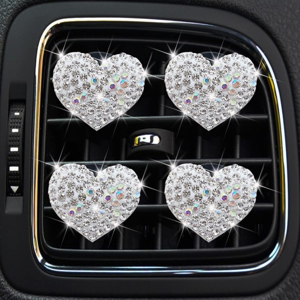 Bling Heart Air Vent Clips, Crystal Heart Car Air Freshener Vent