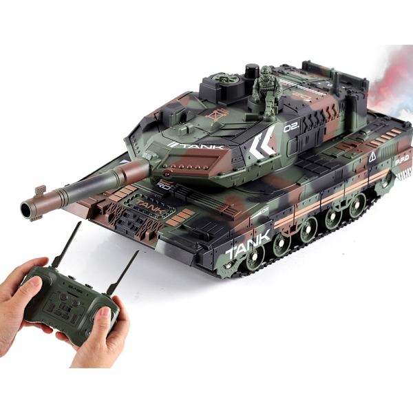 Fjärrkontrolltank för pojkar Armétank Rök Ljus & Ljud