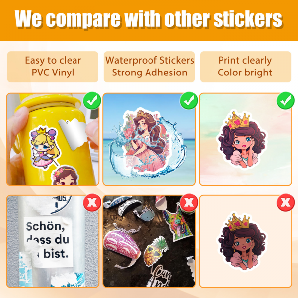 50 Cartoon Teen Princess Stickers