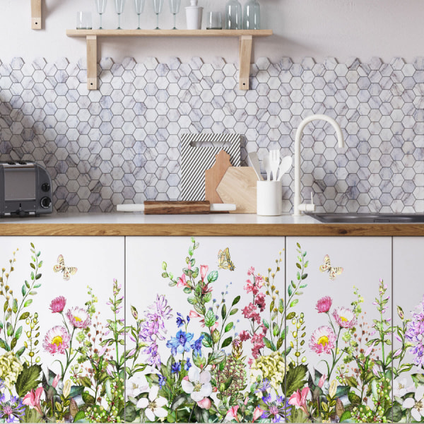 2-pack väggkakeldekaler sommarängsblommor