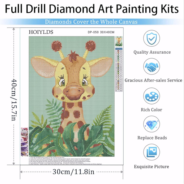 Giraff diamantmålning set för vuxna - Full Drill Round D