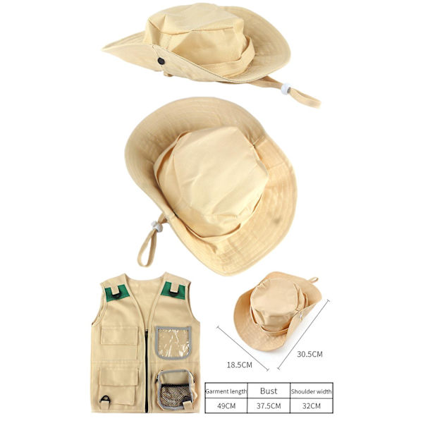 Utomhus Explorer Kit 26 st Insektsfångst Kit Barnens Utomhus Utforskning Kit Äventyrs Kläder Kit Väst och hatt