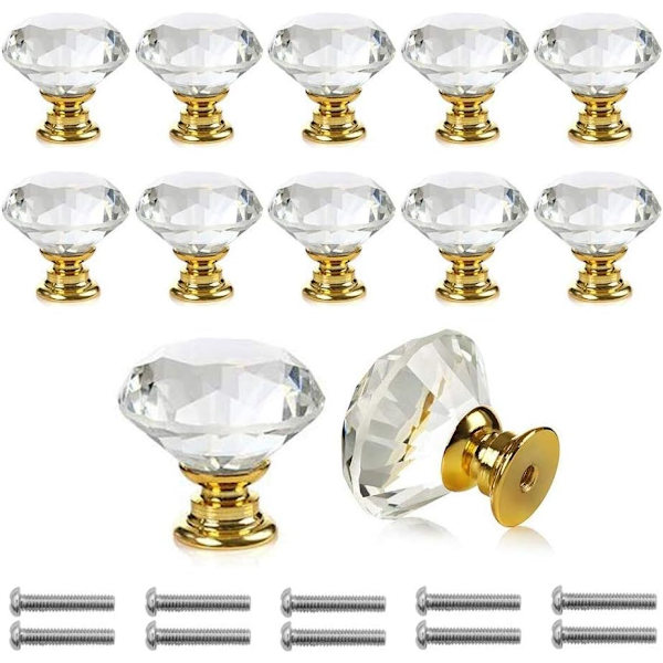10 stk. Dørhåndtak i transparent krystallglass