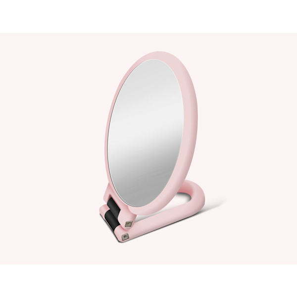 2 stk. Dobbeltsidet Håndspejl - 5 x Foldbart Sminke Spejl med Håndtag - Rundt Rejsespejl - til Makeup og Styling