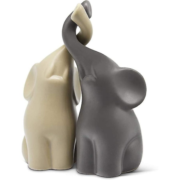 Elephant In Love Resin Hantverk Modern Keramisk Skulptur Grå Unika Ornament