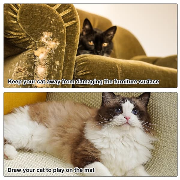 Kattenskrapematte, sofakattenskrapematte med 2 rom, katteskrapemøbler, skrapebeskyttelse, sofakattenskrapematte