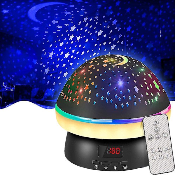 Timer Rotation Star Projector Nattlampa Barn Twinkle Lights, Födelsedagspresent Julstrumpa Stuffers För Barn（svart）