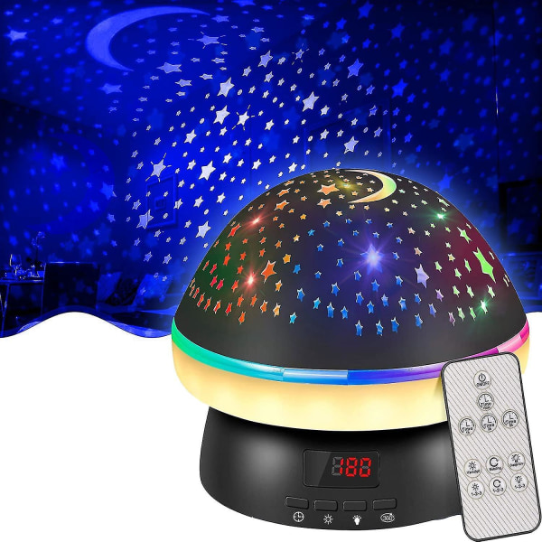 Timer Rotation Stjerneprojektor Natlys Børne Twinkle Lights, Fødselsdagsgave Jule Strømpe Stuffers Til Børn（sort）