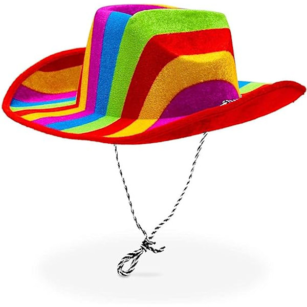 Regnbågsfärgad cowboyhatt för Prideparad, maskeradfest (vuxen, en storlek)