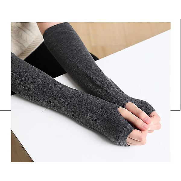 Vinter Kvinder Mode Arm Varme Fingerless Lange Handsker Halv Tommelfinger Hul Mitten