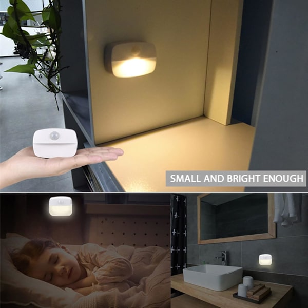 En uppsättning med 4 inomhus rörelsesensorlampor, rörelsesensor nattlampa