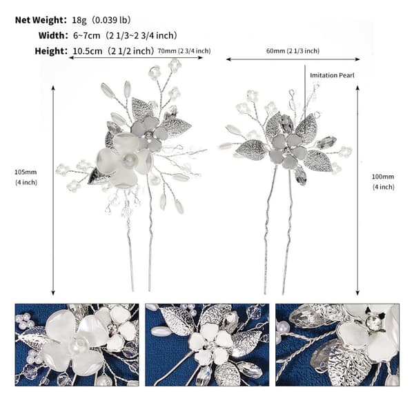 Hårnål 2 stk. brude bryllup blomst hårnåle