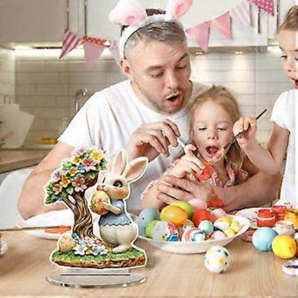 Påskehare Æg Akryl Borddekoration Ferie Dekoration Udhulet Ornament C