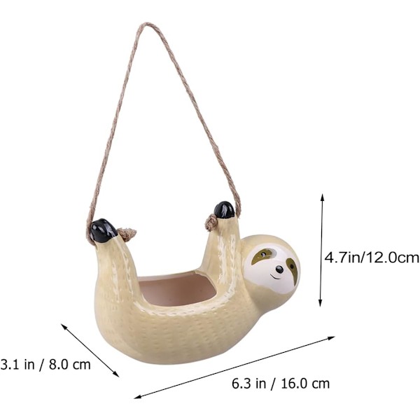 Liten Keramik Sloth Hängande Planterkruka för Sukkulenter
