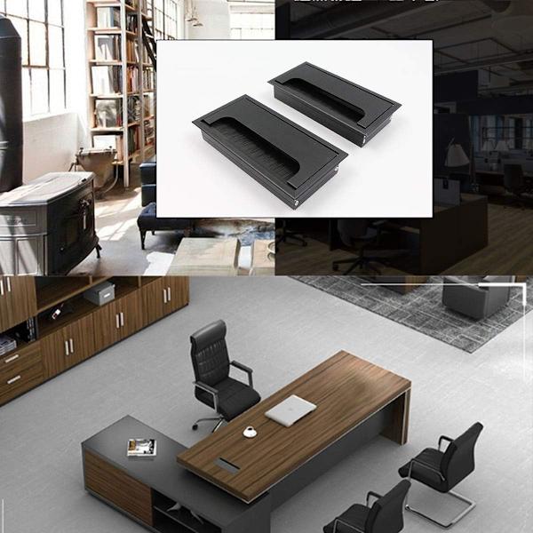 2 stk firkantet kabelgjennomføring med lokk 80x160mm for innfelt montering på