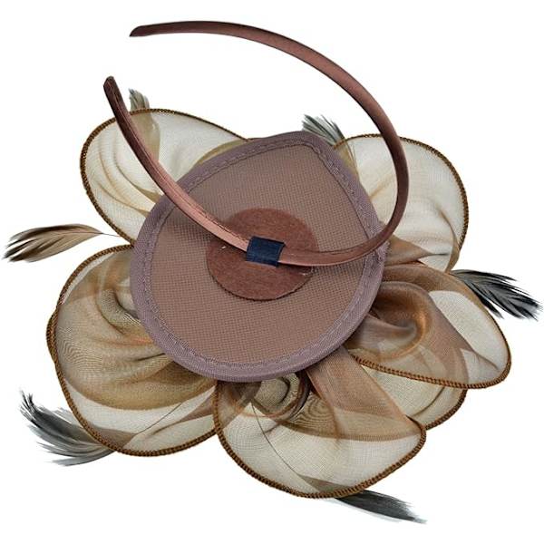 Kvinners Fascinators Hat Cocktail Party Tea Hodeplagg Blomst Mesh Organza Bånd Fjær på et Hodebånd