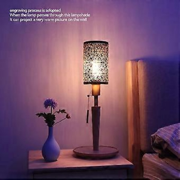 Metall lampskärm cylindrisk rund lampskärm blommig bordslampa golvlampskärm 12x12x20 cm
