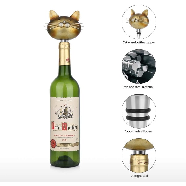 Katt Stopper Jern Vinflasker Lufttette og Dekorative Flasker Katt